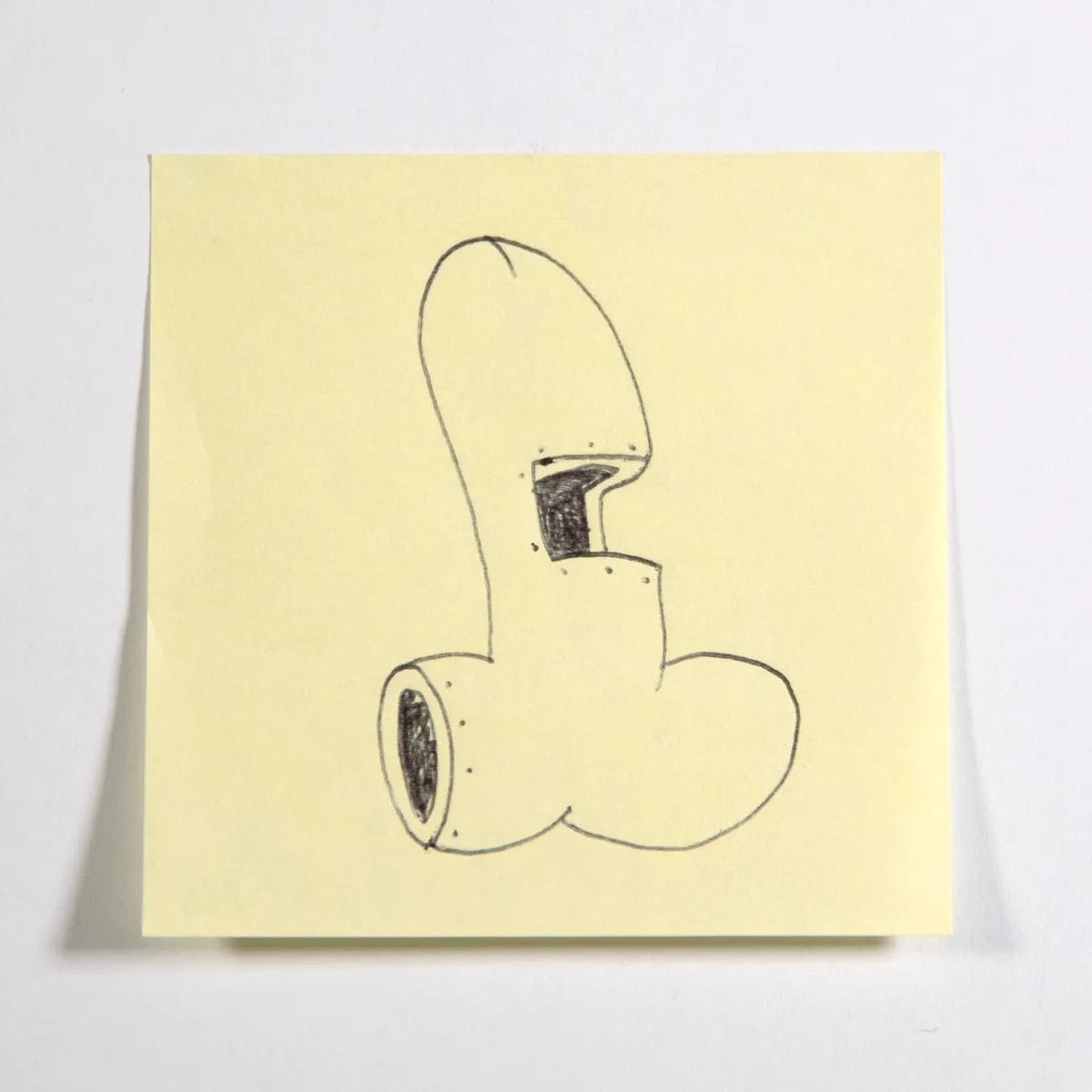 Sculpture, No. 166 of 512: a hand-drawn cazzo on a sticky note