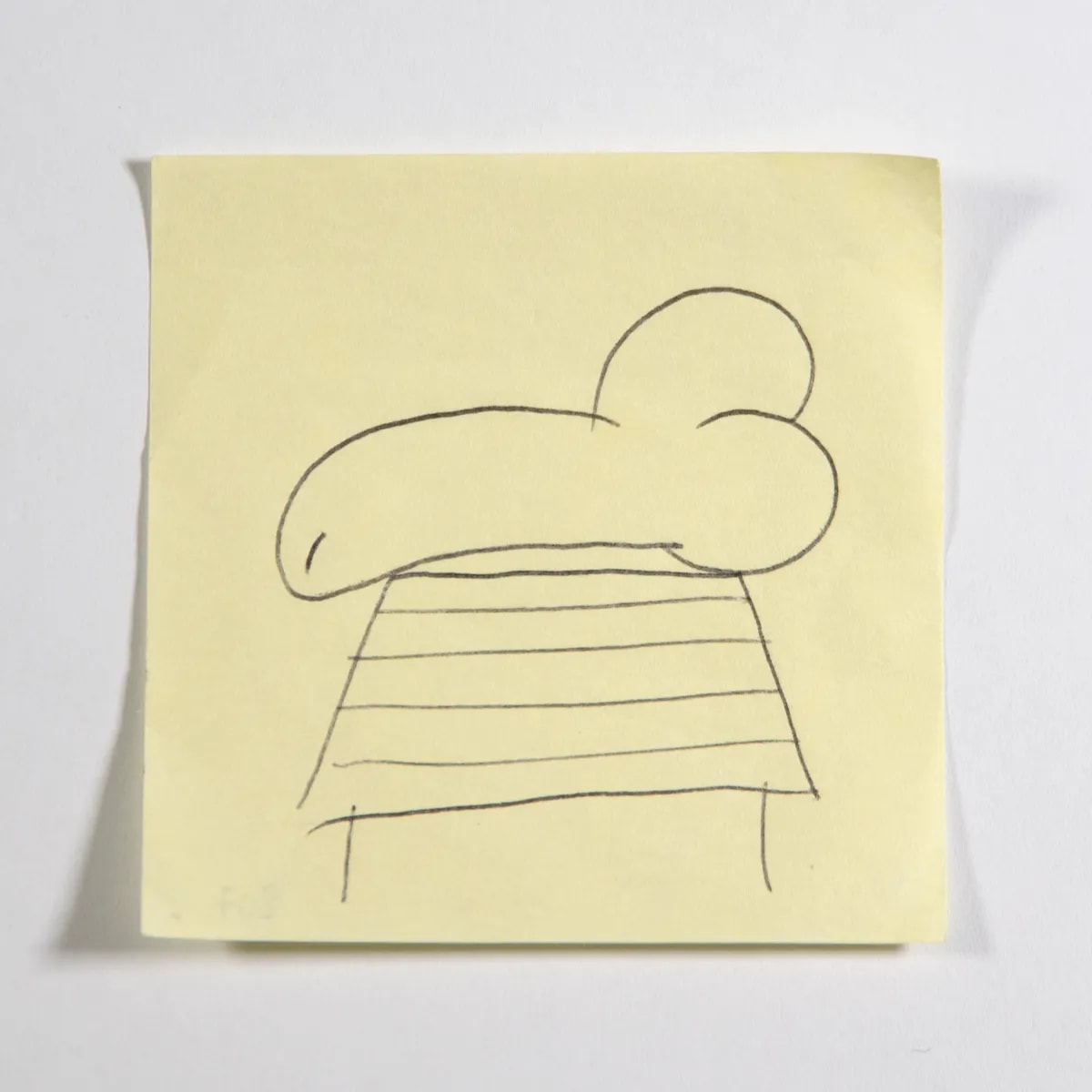 Peanuts, No. 207 of 512: a hand-drawn cazzo on a sticky note