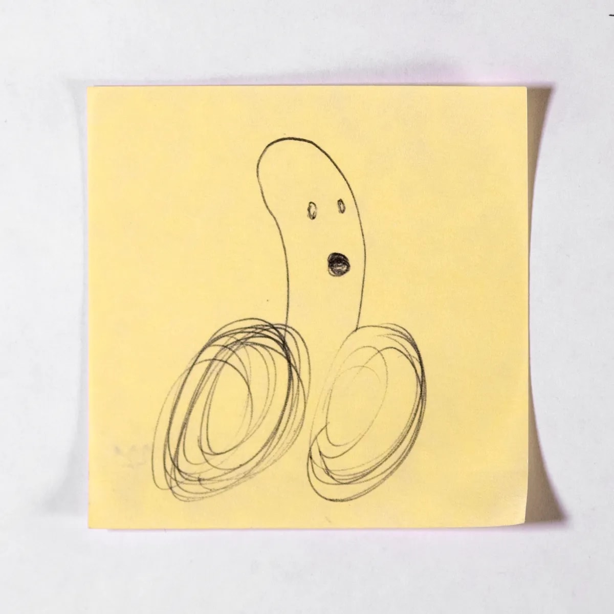 Coward, No. 221 of 512: a hand-drawn cazzo on a sticky note