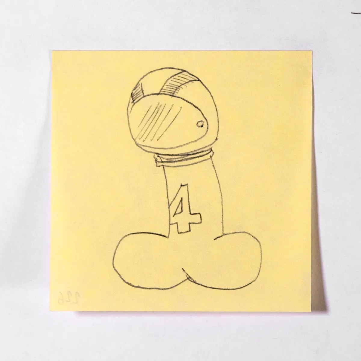 Driver, No. 226 of 512: a hand-drawn cazzo on a sticky note