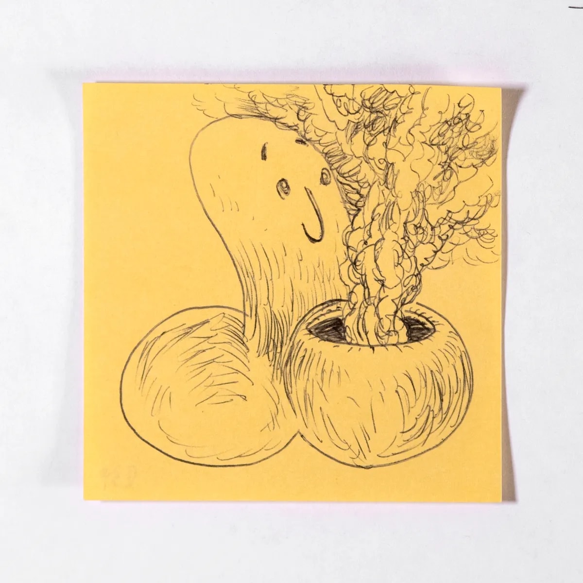 Volcanic, No. 239 of 512: a hand-drawn cazzo on a sticky note