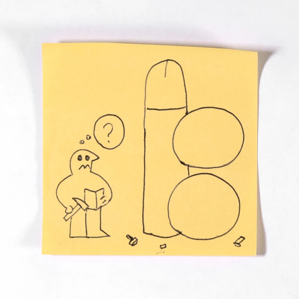 Ikea, No. 259 of 512: a hand-drawn cazzo on a sticky note
