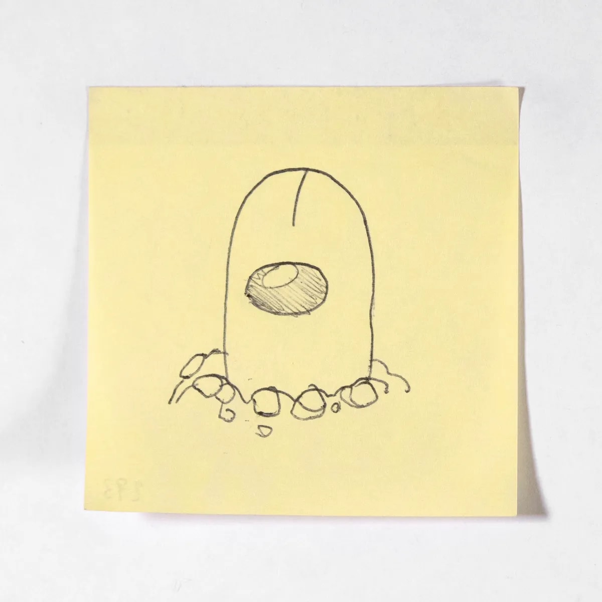 Mole, No. 293 of 512: a hand-drawn cazzo on a sticky note