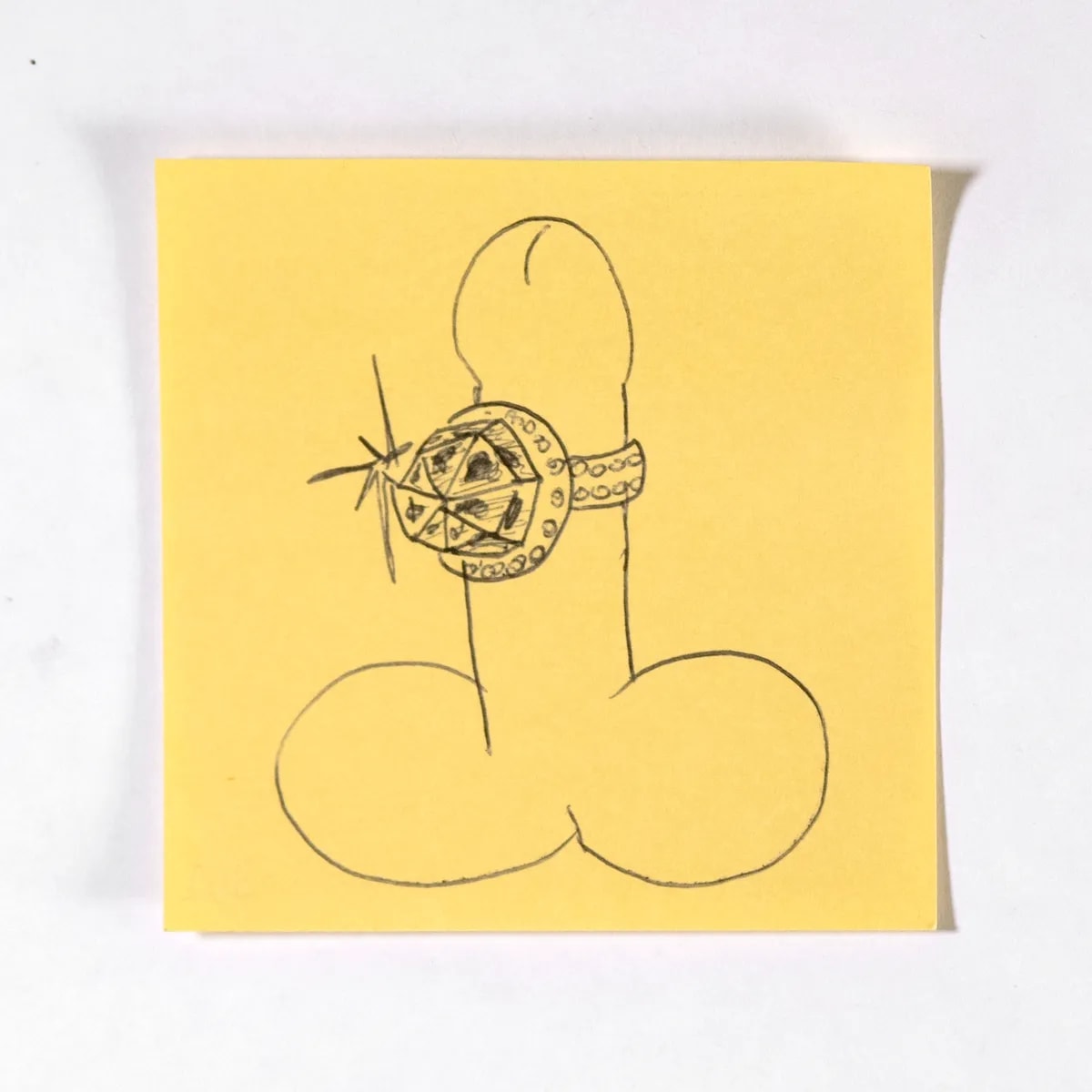 Snooty, No. 302 of 512: a hand-drawn cazzo on a sticky note