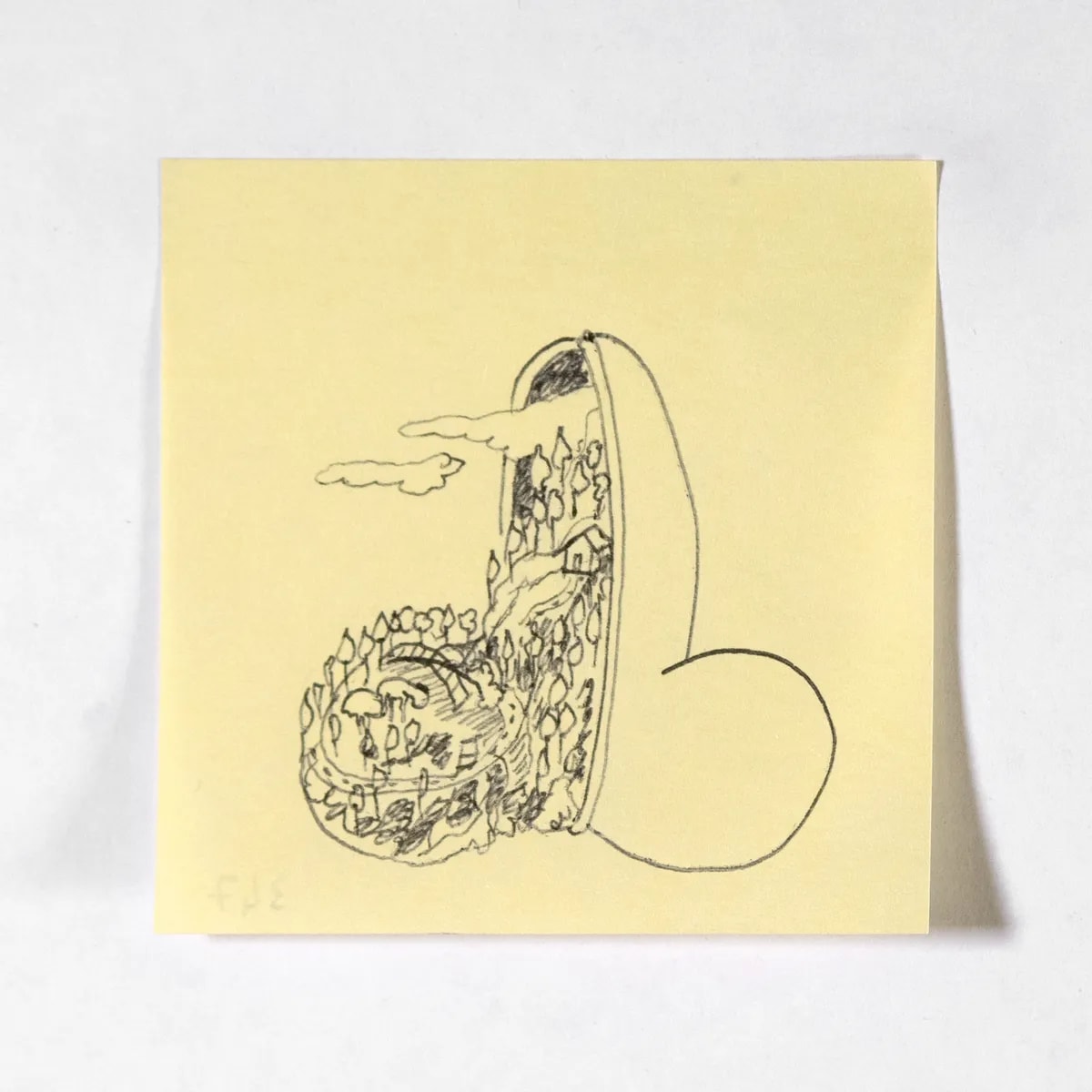 Flemish, No. 347 of 512: a hand-drawn cazzo on a sticky note