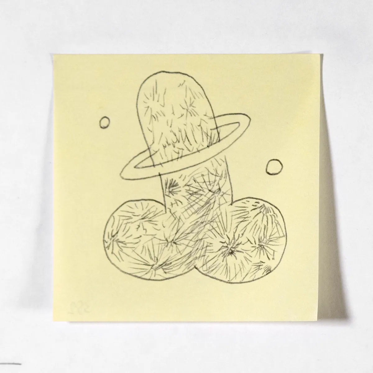 Planet, No. 352 of 512: a hand-drawn cazzo on a sticky note