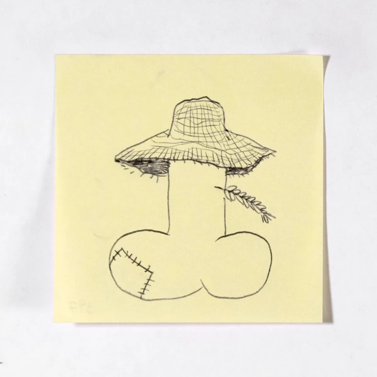 Redneck, No. 397 of 512: a hand-drawn cazzo on a sticky note