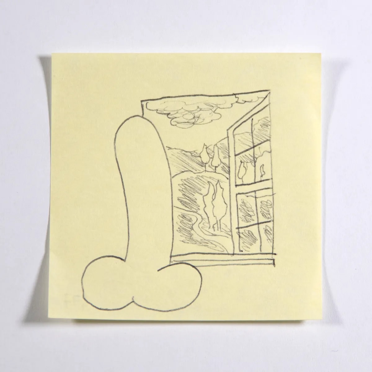 Meditative, No. 477 of 512: a hand-drawn cazzo on a sticky note