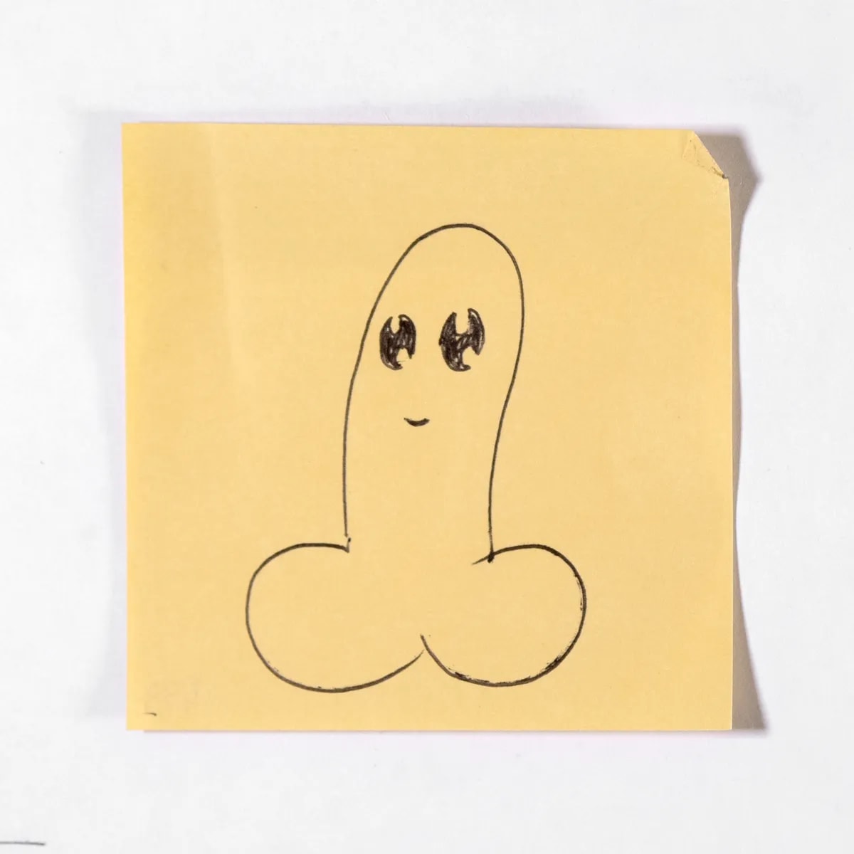 Junkie, No. 493 of 512: a hand-drawn cazzo on a sticky note